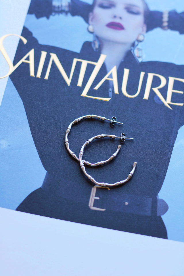 MINI MORGAN BAMBOO HOOPS IN WHITE GOLD (WATERPROOF)
