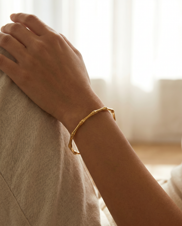 MORGAN BAMBOO BRACELET IN GOLD - FINAL SALE (WATERPROOF & 18K GOLD PLATED)