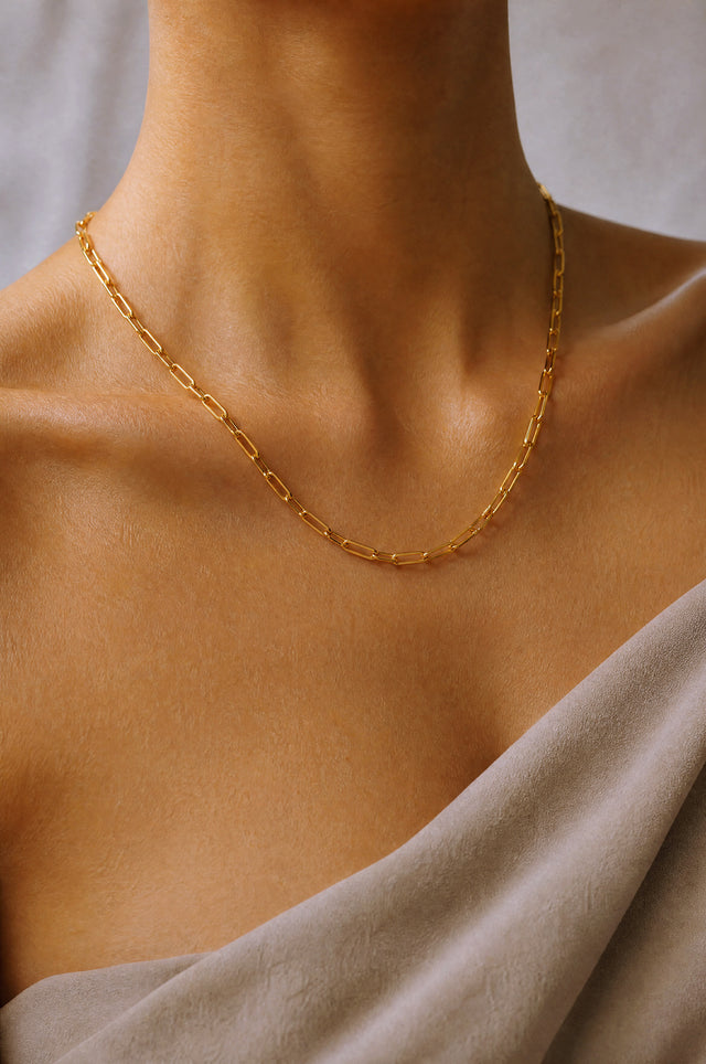 PAPERCLIP NECKLACE IN GOLD (WATERPROOF & 18K GOLD PLATED)